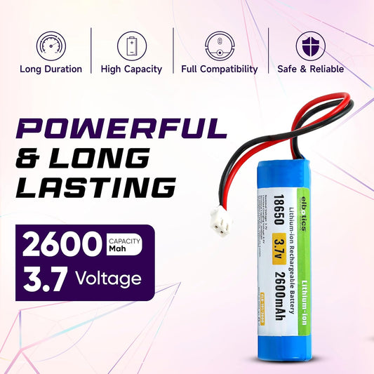ELBOTICS 3.7V 2600mAh Li-ion Rechargeable Battery with XH2.54 Connector for DIY Electronics, Toys & Bluetooth Devices