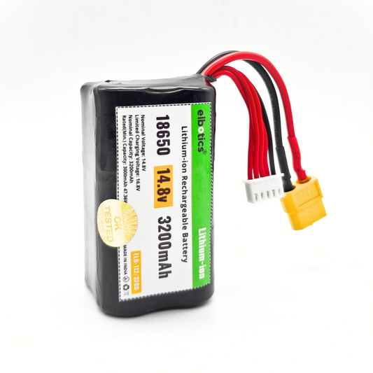 ELBOTICS 14.8V 3200mAh Li-ion Rechargeable Battery Pack 18650 4S with XT60 Connector for RC Cars, Drones, Robots, DIY Projects, Quadcopters & Power Tools