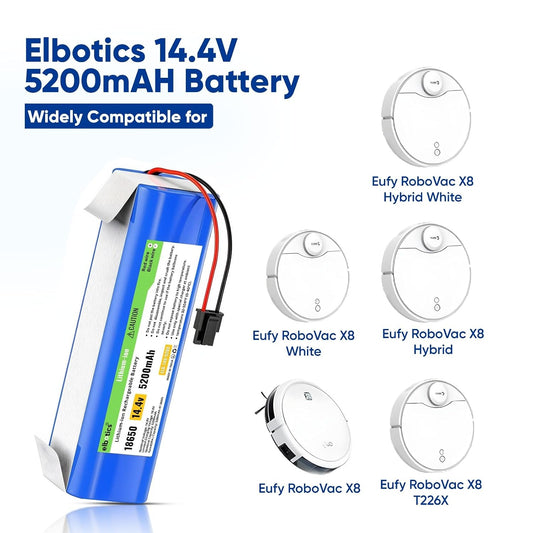 ELBOTICS 14.4V 5200mAh 74.88Wh Li-ion Replacement Battery Compatible with Eufy RoboVac X8, X8 Hybrid, X8 Hybrid White & X8 White Robot Vacuum Cleaner