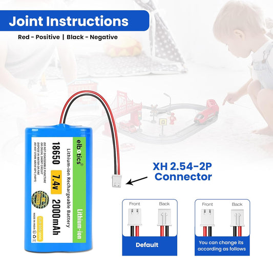 ELBOTICS 7.4V 2000mAh Li-ion Rechargeable Battery Pack with JST XH2.54 2-Pin Connector for RC Cars, RC Boats, RC Helicopters, Toys & Electronics