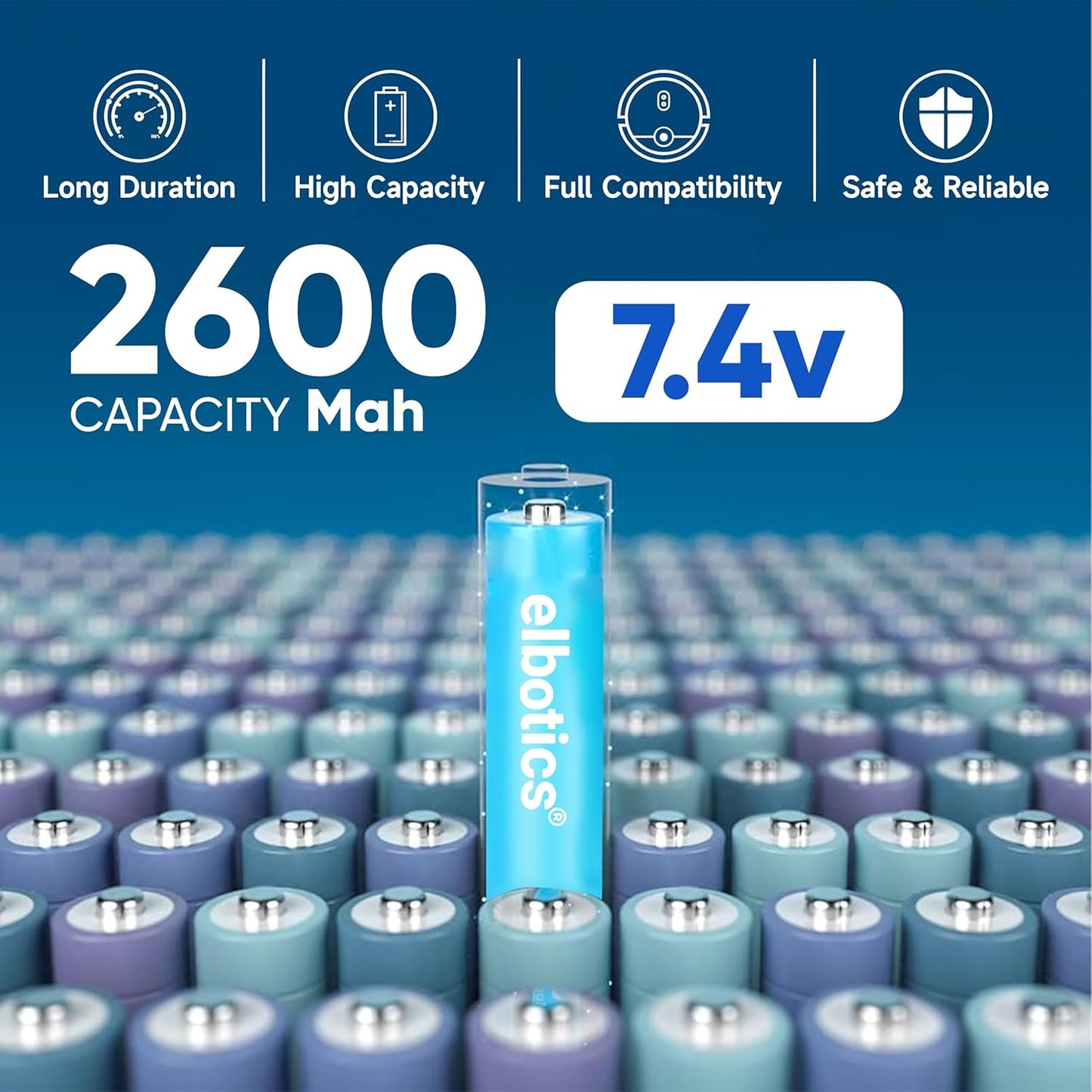 ELBOTICS 7.4V 2000mAh Li-ion Rechargeable Battery Pack with JST XH2.54 2-Pin Connector for RC Cars, RC Boats, RC Helicopters, Toys & Electronics