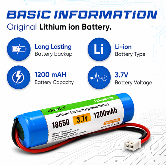 ELBOTICS 3.7V 1200mAh Li-ion Rechargeable Battery with XH2.54 2-Pin Connector for DIY Projects, Toys & Electronics