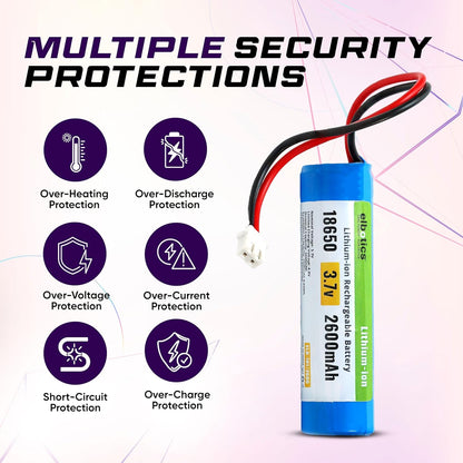ELBOTICS 3.7V 2600mAh Li-ion Rechargeable Battery with XH2.54 Connector for DIY Electronics, Toys & Bluetooth Devices