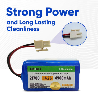 14.76V 4900mAh Lithium-ion Replacement Battery for A20, Pro T20s & T20s Pro Vacuum Cleaner High Capacity Durable Rechargeable