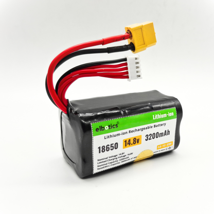 ELBOTICS 14.8V 3200mAh Li-ion Rechargeable Battery Pack 18650 4S with XT60 Connector for RC Cars, Drones, Robots, DIY Projects, Quadcopters & Power Tools