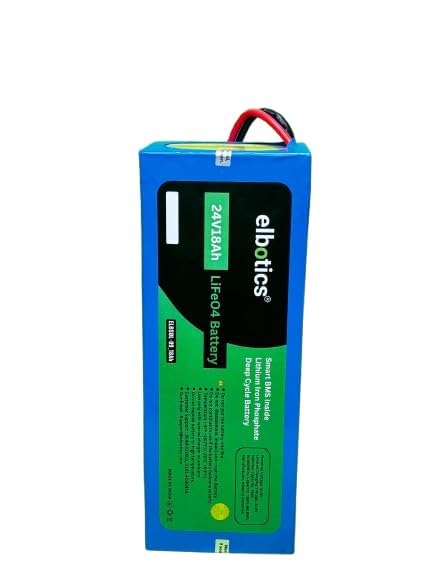 Elbotics 24V 18Ah LiFePO4 Rechargeable Battery Pack with Smart BMS for Electric Cycles, Solar Backup and DIY Projects