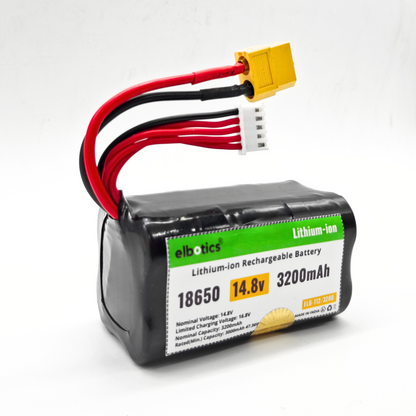 ELBOTICS 14.8V 3200mAh Li-ion Rechargeable Battery Pack 18650 4S with XT60 Connector for RC Cars, Drones, Robots, DIY Projects, Quadcopters & Power Tools