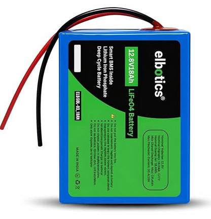 ELBOTICS 12.8V 18Ah LiFePO4 Battery with Smart BMS for Solar Inverter, UPS & Backup Power | 3000+ Cycles