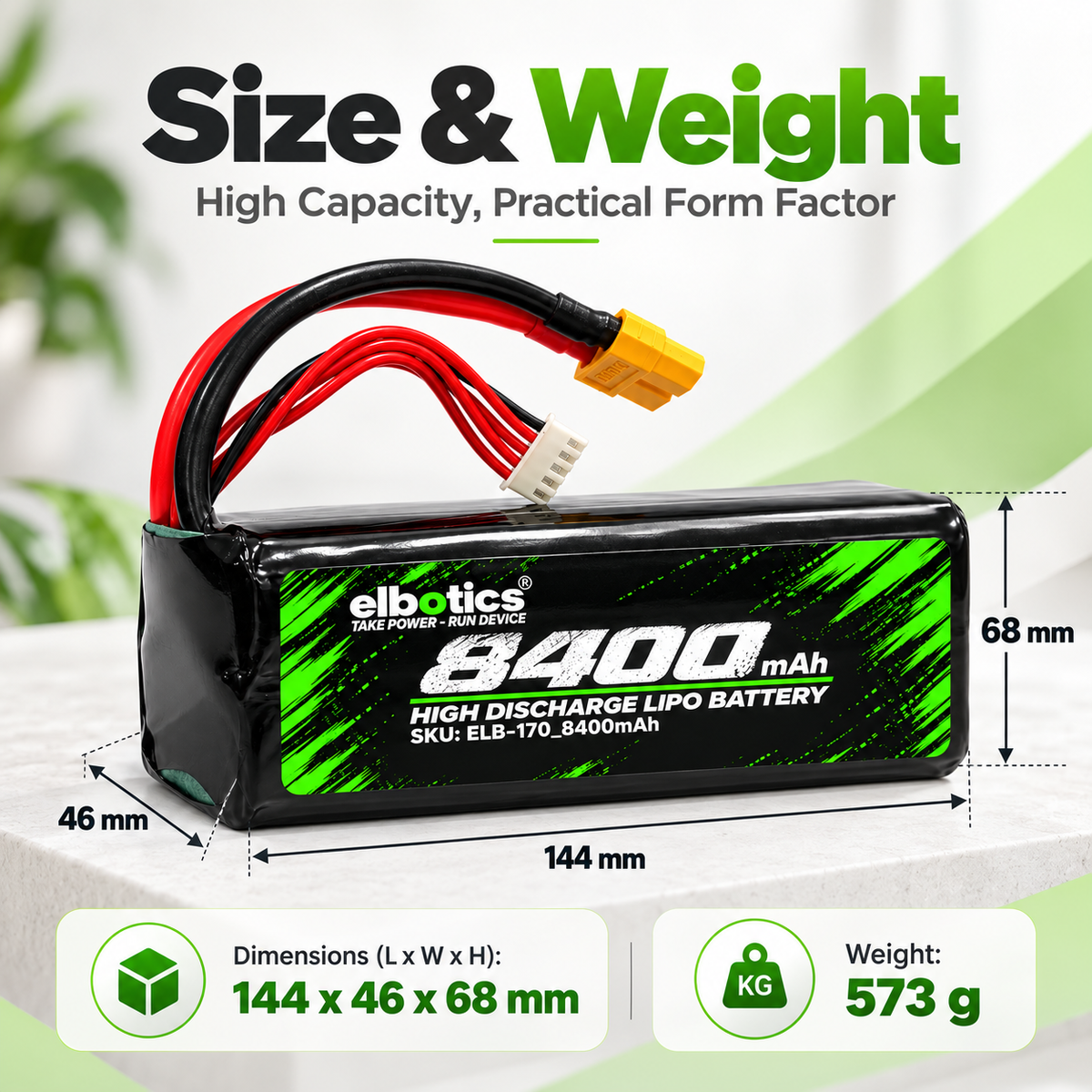 Elbotics P42A 14.8V 8400mAh 11C 4S2P Li-ion FPV Drone Battery Pack with Amass XT60 for 5 Inch and 7 Inch Quadcopters