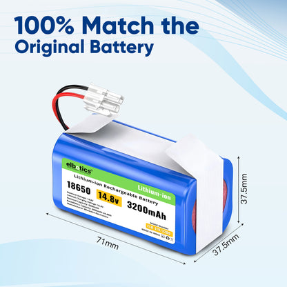 ELBOTICS 14.4V/14.8V 3200mAh Li-ion Replacement Battery Pack for ILIFE A4s, A4s Pro, A6, A7, A8, A9, L100 & W400 Robot Vacuum Cleaner