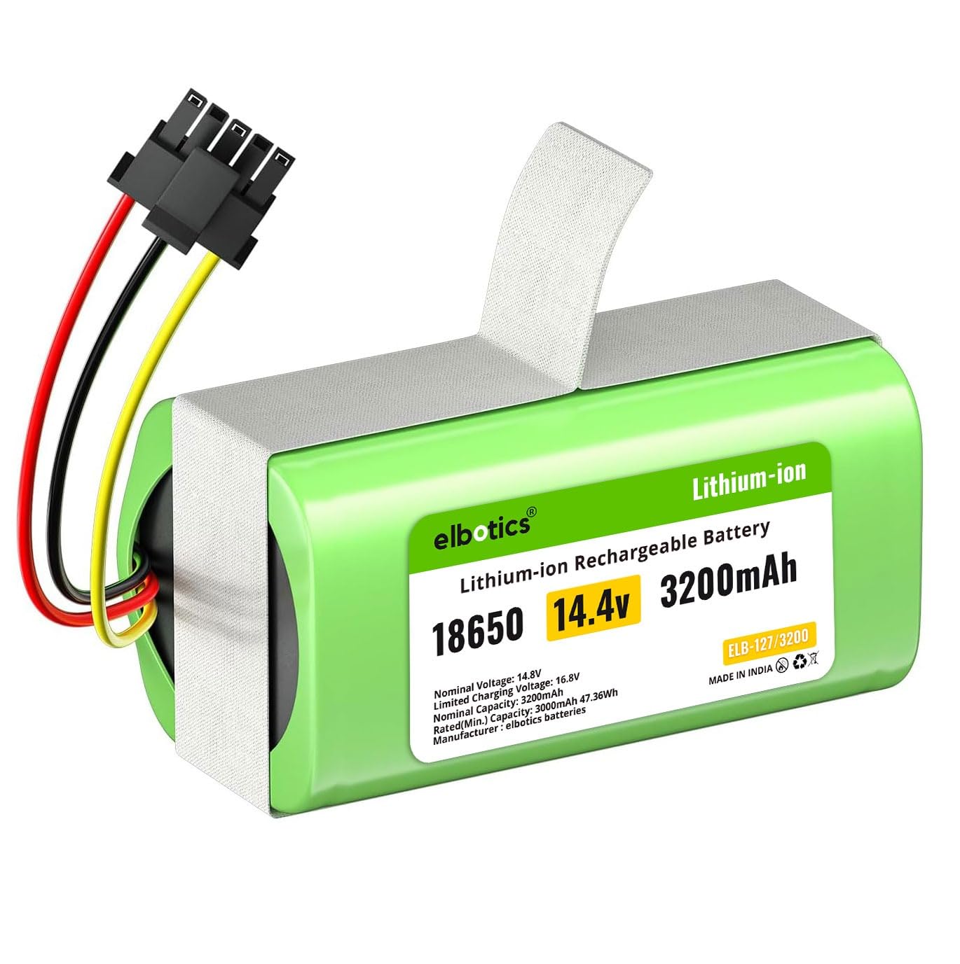 ELBOTICS 14.4V 3200mAh Li-ion Replacement Battery with 5-Pin Connector for Eufy L50, L60, L60 SES, L60 Hybrid, Roomba Combo & Vac Essential Robot Vacuum