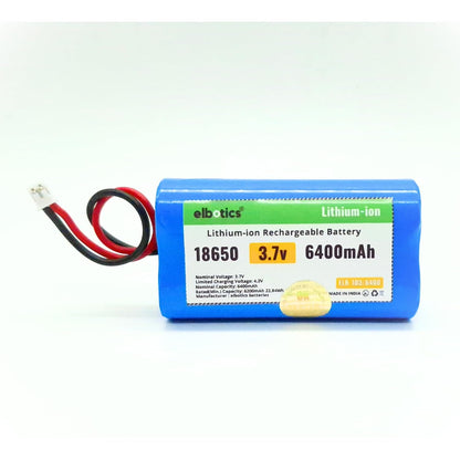 ELBOTICS 3.7V 6400mAh Rechargeable Li-ion Battery with JST PH2.0 2-Pin Connector for Bluetooth Speakers, LED Lighting & DIY Electronics