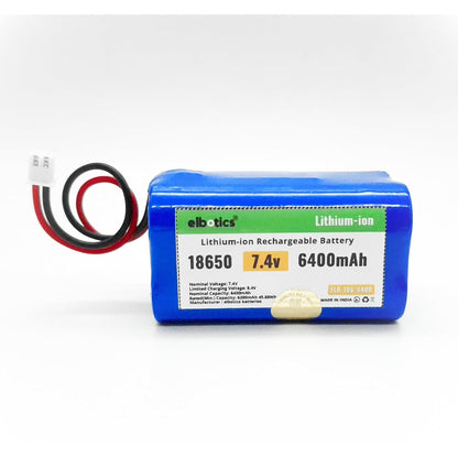 ELBOTICS 7.4V 6400mAh Li-ion Rechargeable Battery Pack with JST XH2.54 2-Pin Connector for RC Cars, RC Boats, RC Helicopters, Toys & Electronics