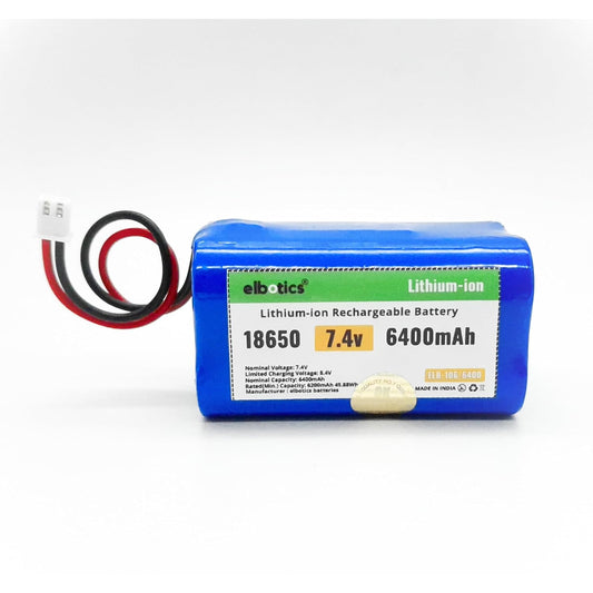 ELBOTICS 7.4V 6400mAh Li-ion Rechargeable Battery Pack with JST XH2.54 2-Pin Connector for RC Cars, RC Boats, RC Helicopters, Toys & Electronics
