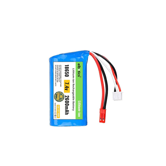 ELBOTICS 7.4V 2600mAh 2S 15C Li-ion Rechargeable Battery with JST Red Plug for RC Cars, RC Boats, RC Trucks & RC Helicopters