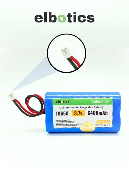 ELBOTICS 3.7V 6400mAh Rechargeable Li-ion Battery with JST PH2.0 2-Pin Connector for Bluetooth Speakers, LED Lighting & DIY Electronics