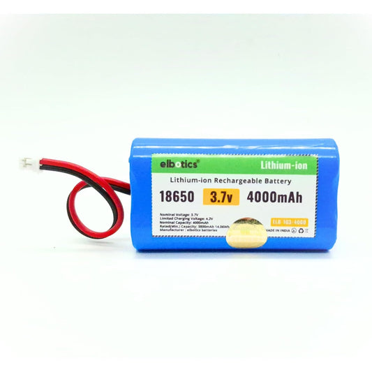 ELBOTICS 3.7V 4000mAh Li-ion Rechargeable Battery with JST PH2.0 2-Pin Connector