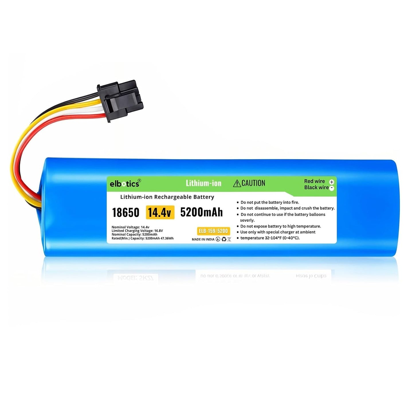 ELBOTICS 14.4V 5200mAh Li-ion Replacement Battery for Dreame D9, D10, F9, D10s, L10 Pro, L10s Ultra & Z10 Pro Robot Vacuum Cleaner