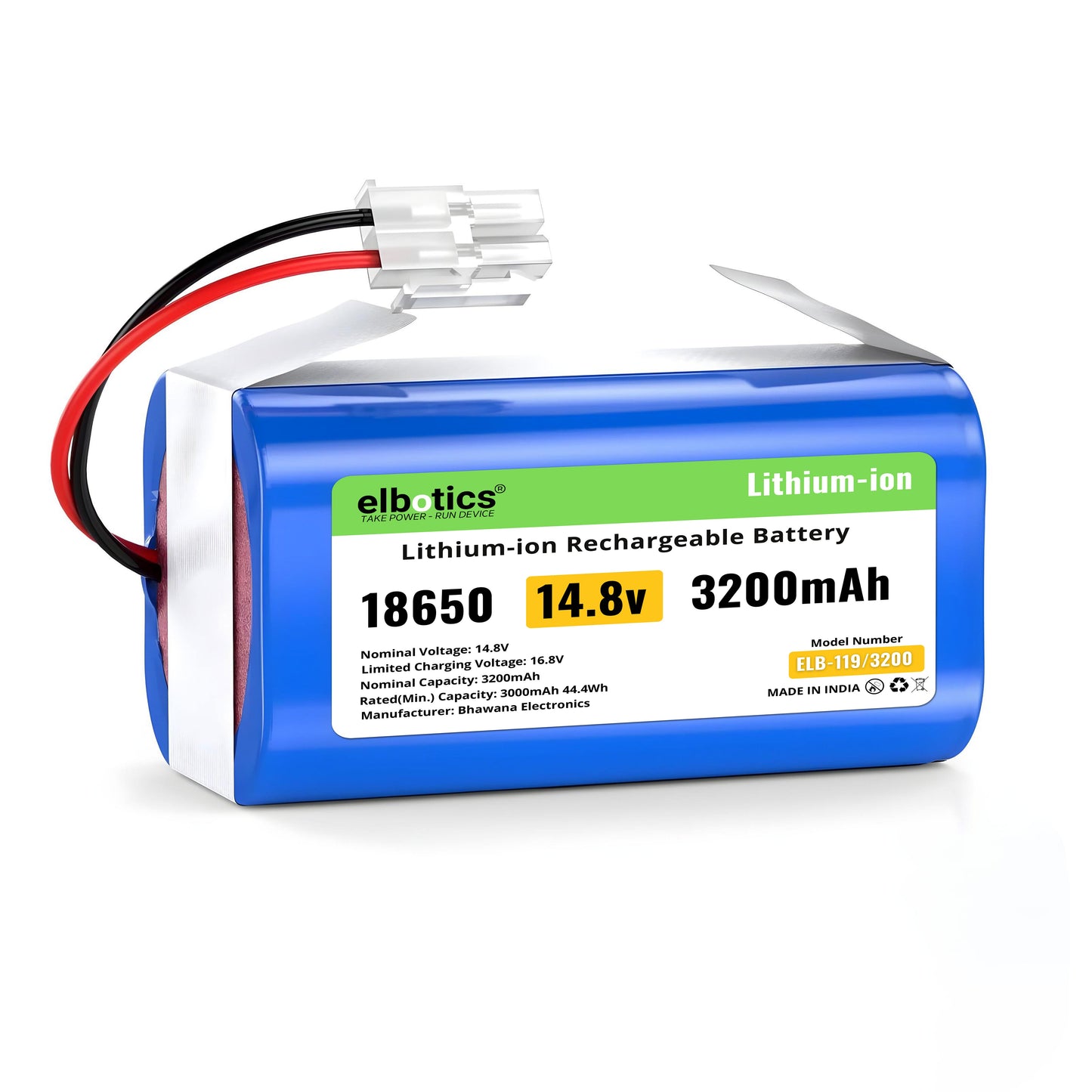 ELBOTICS 14.4V/14.8V 3200mAh Li-ion Replacement Battery Pack for ILIFE A4s, A4s Pro, A6, A7, A8, A9, L100 & W400 Robot Vacuum Cleaner