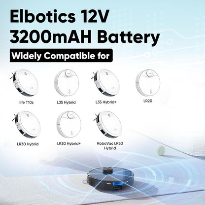 ELBOTICS 11.1V 3200mAh Li-ion Replacement Battery for Ecovacs & ILIFE V1, V3, V5, X3, X5, V5S, CW310, CEN250 Robot Vacuum Cleaner