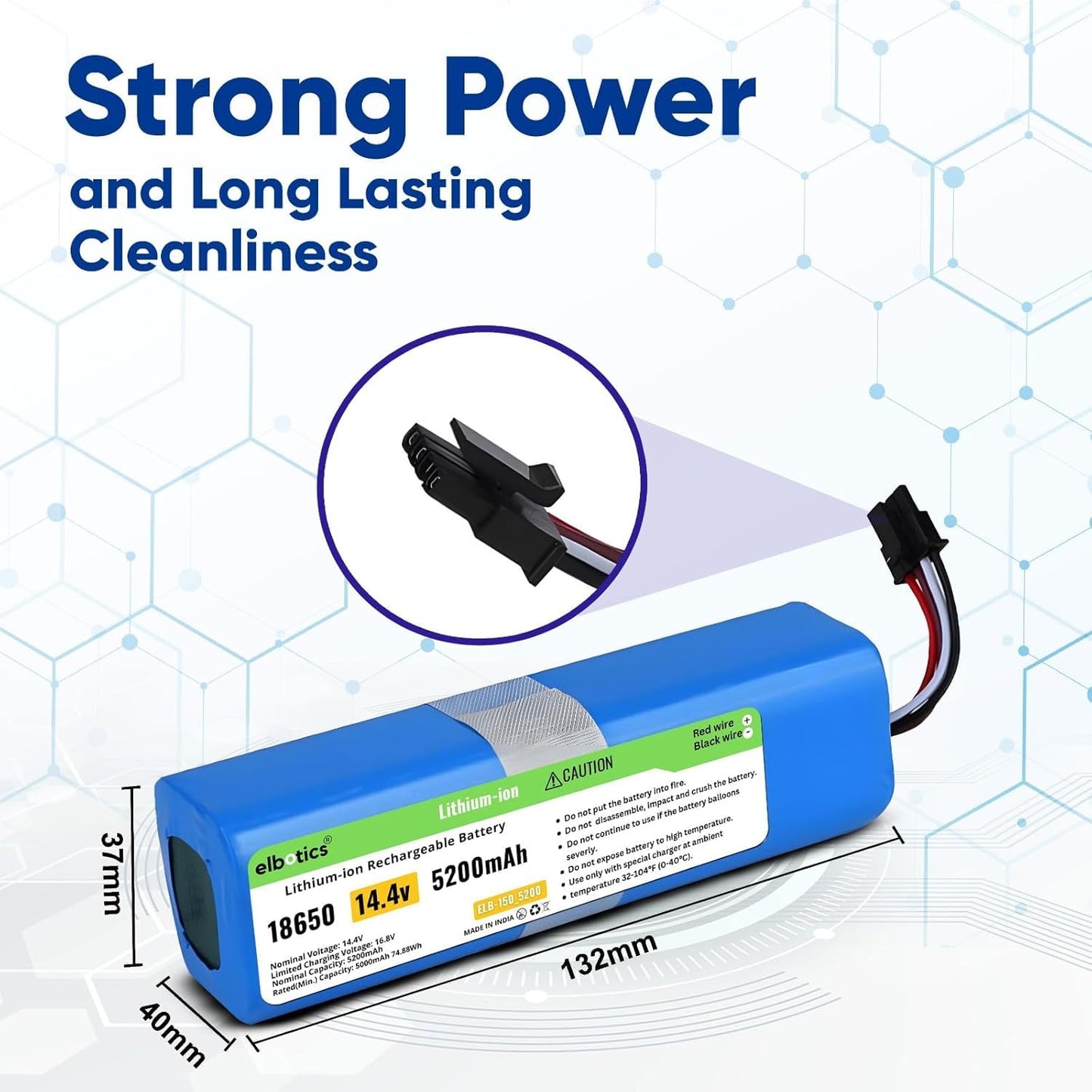 ELBOTICS 14.4V 5200mAh 74.88Wh Li-ion Replacement Battery Compatible with 360 S9, X90, X95, S10, RoboVac L10 & L70 Hybrid Robot Vacuum Cleaner