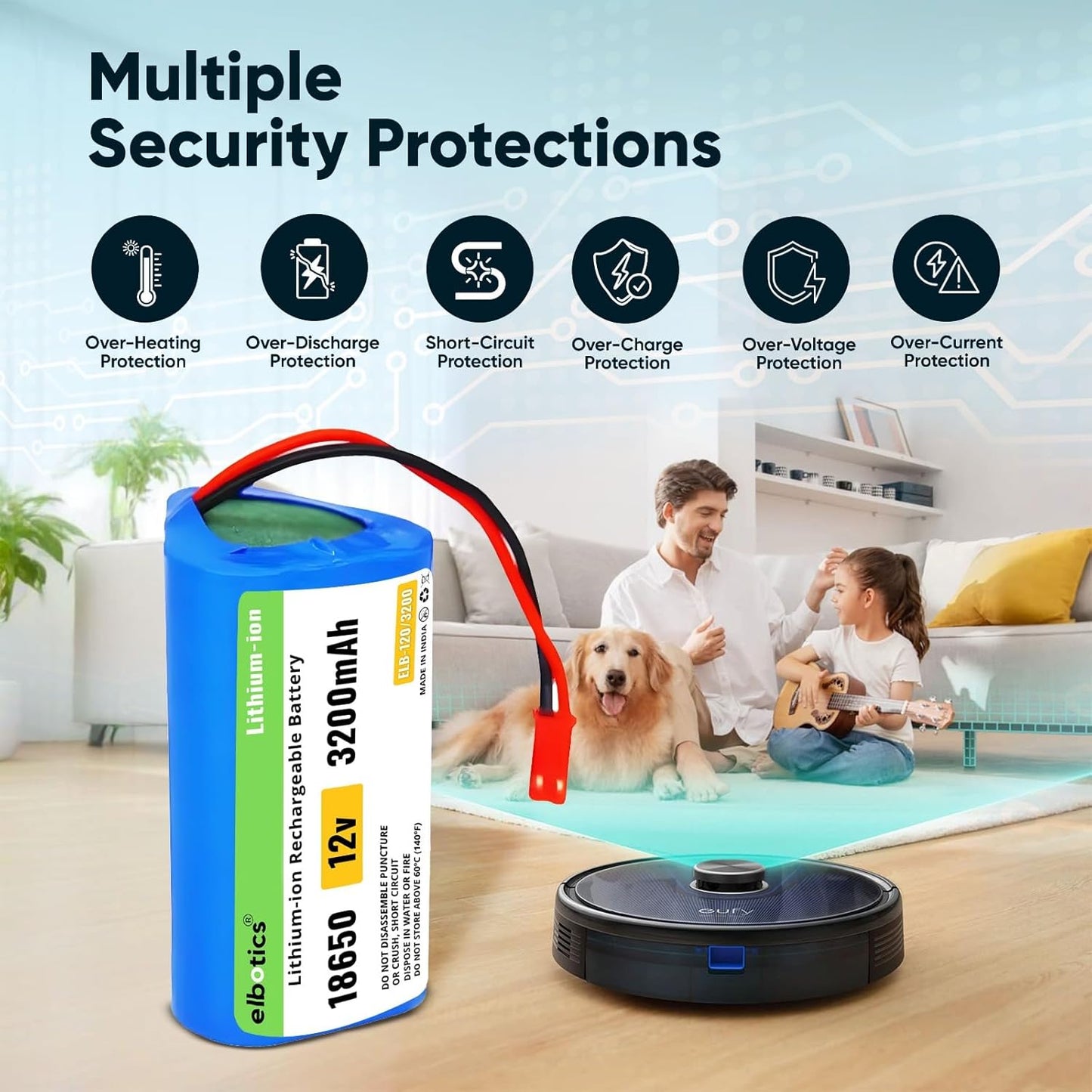 ELBOTICS 11.1V 3200mAh Li-ion Replacement Battery for Ecovacs & ILIFE V1, V3, V5, X3, X5, V5S, CW310, CEN250 Robot Vacuum Cleaner