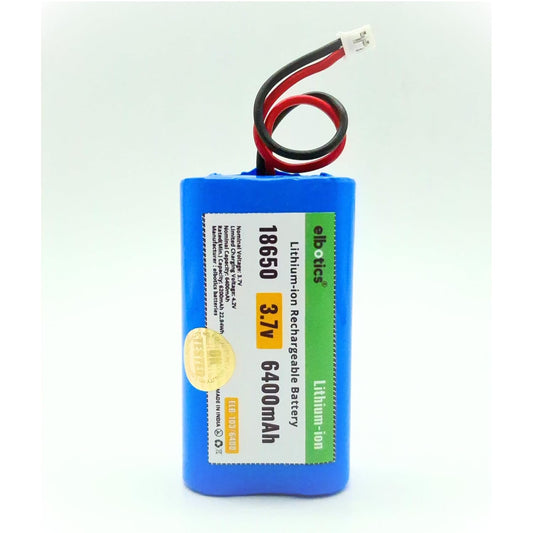 ELBOTICS 3.7V 6400mAh Rechargeable Li-ion Battery with JST PH2.0 2-Pin Connector for Bluetooth Speakers, LED Lighting & DIY Electronics