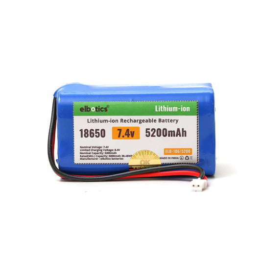 ELBOTICS 7.4V 5200mAh Li-ion Rechargeable Battery Pack with JST PH2.0 2-Pin Connector for RC Cars, RC Boats, RC Helicopters, Toys & Electronics