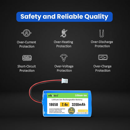 ELBOTICS 7.4V 3200mAh Li-ion Rechargeable Battery Pack with JST PH2.0 2-Pin Connector for RC Cars, RC Boats, RC Helicopters, Toys & Electronics
