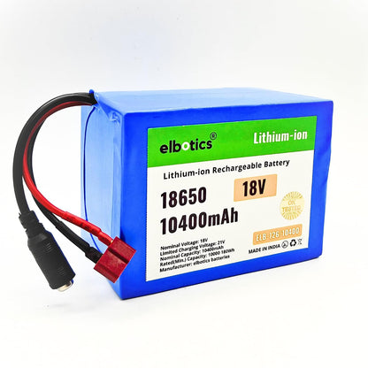 ELBOTICS 18V 10400mAh Lithium-ion Rechargeable Battery Pack with BMS for Robotics, DIY Projects, Power Tools, E-Bikes & Portable Electronics