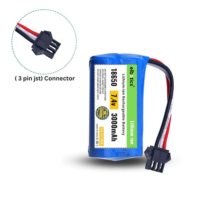 ELBOTICS 7.4V 3000mAh 2S Li-ion Rechargeable Battery with SM-3P Plug & USB Charger for RC Tank, Gesture RC Car & Stunt Cars