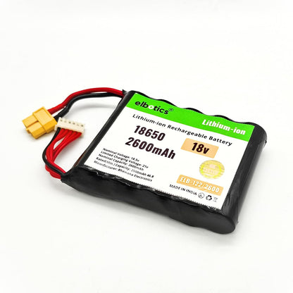 ELBOTICS 18V 2600mAh Lithium-ion Rechargeable Battery Pack with XT60 Connector & BMS for Power Tools, E-Bikes, DIY Robotics & RC Cars