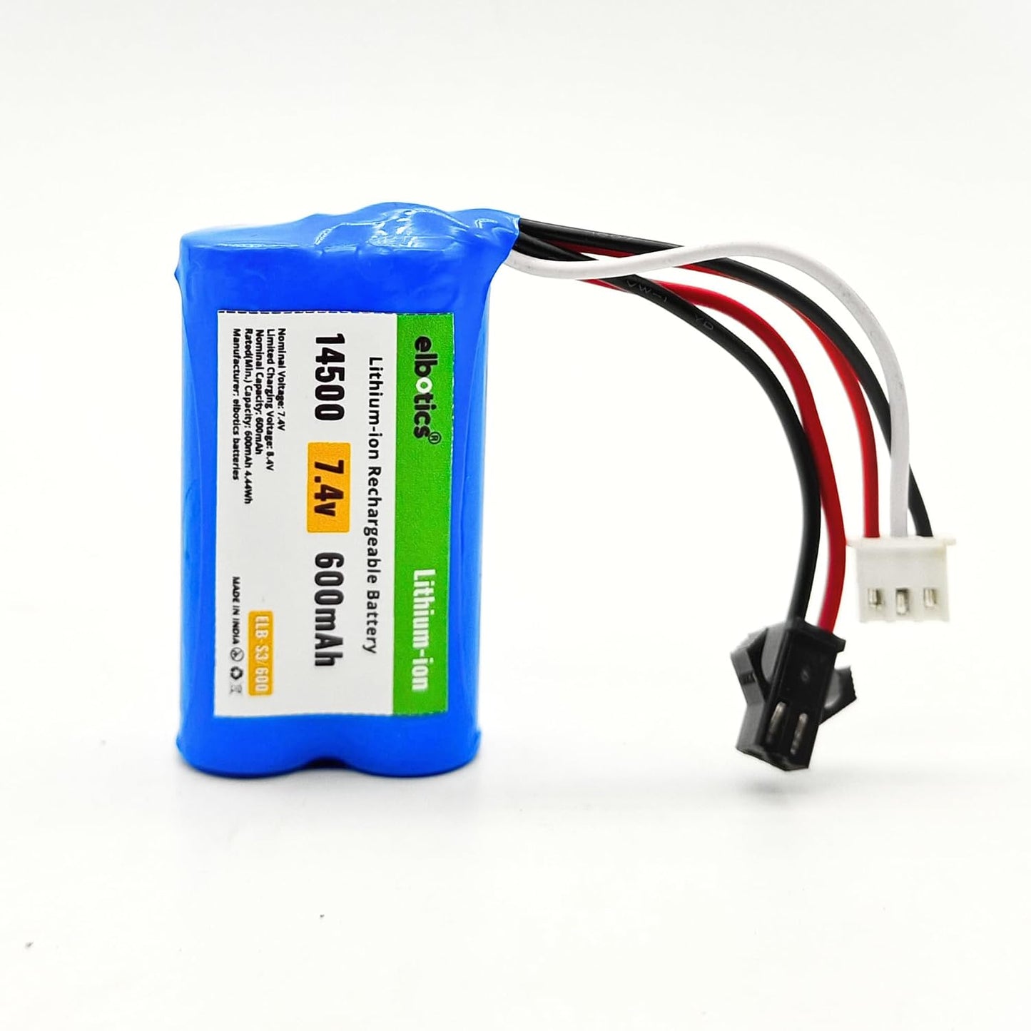 ELBOTICS 7.4V 600mAh 2S Li-ion Rechargeable Battery with SM-3P Plug for RC Cars