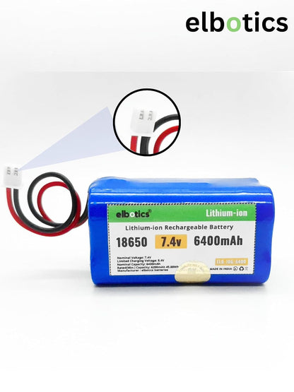 ELBOTICS 7.4V 6400mAh Li-ion Rechargeable Battery Pack with JST XH2.54 2-Pin Connector for RC Cars, RC Boats, RC Helicopters, Toys & Electronics