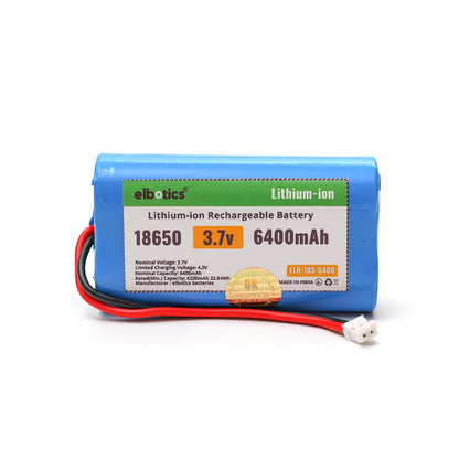 ELBOTICS 3.7V 6400mAh Rechargeable Li-ion Battery with JST PH2.0 2-Pin Connector for Bluetooth Speakers, LED Lighting & DIY Electronics