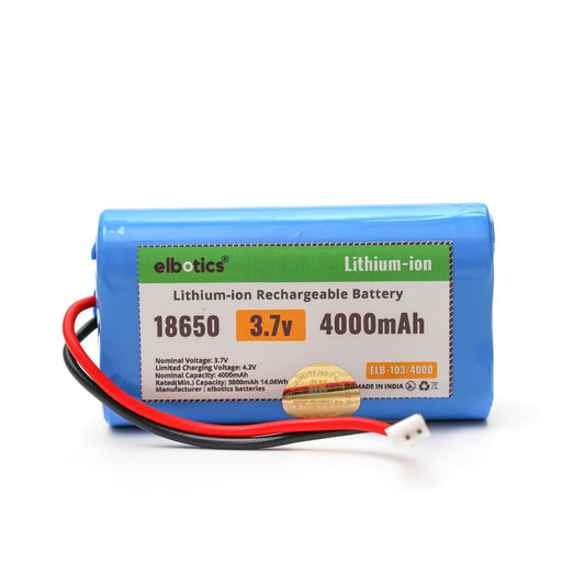 ELBOTICS 3.7V 4000mAh Li-ion Rechargeable Battery with JST PH2.0 2-Pin Connector