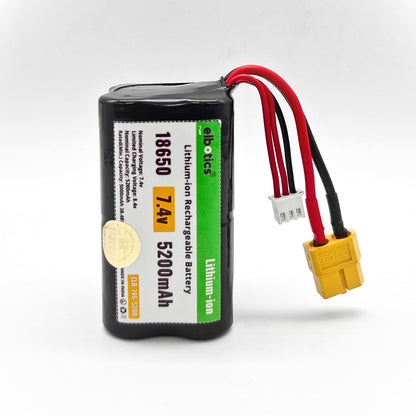 ELBOTICS 7.4V 5200mAh 2S Li-ion Rechargeable Battery Pack with XT60 Plug & Balance Connector for RC Cars, Drones, Robots, DIY Projects & Power Tools
