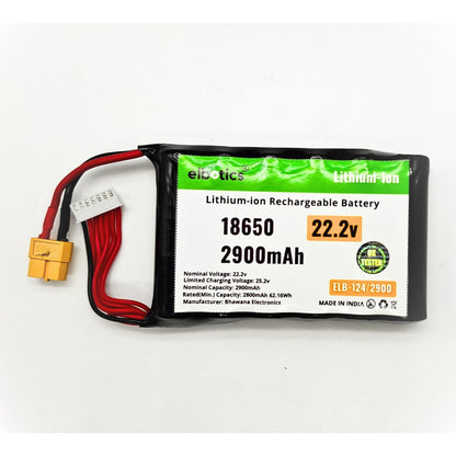 ELBOTICS 22.2V 2900mAh 6S Lithium-ion Rechargeable Battery Pack for Drones, Robotics, RC Vehicles & DIY Electronics