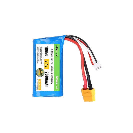 ELBOTICS 7.4V 2600mAh 2S 15C Li-ion Rechargeable Battery with XT60 Plug for RC Cars, RC Boats, RC Trucks & RC Vehicles
