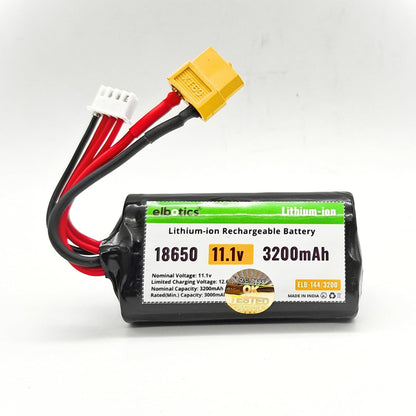 ELBOTICS 11.1V 3200mAh 3S Li-ion Rechargeable Battery Pack with XT60 Connector for RC Cars, Drones, Robots, Power Tools & DIY Projects