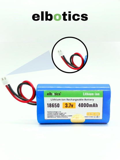 ELBOTICS 3.7V 4000mAh Rechargeable Li-ion Battery with JST XH2.54 2-Pin Connector for Bluetooth Speakers, LED Lights & DIY Electronic
