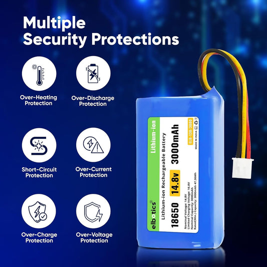 ELBOTICS 14.4V 3000mAh Li-ion Replacement Battery for Proscenic 820S, 800T, 830T, 830P, 820P, 820T, LIECTROUX C30B, E30B & Trifo Ironpie M6/M6+ Robot Vacuum