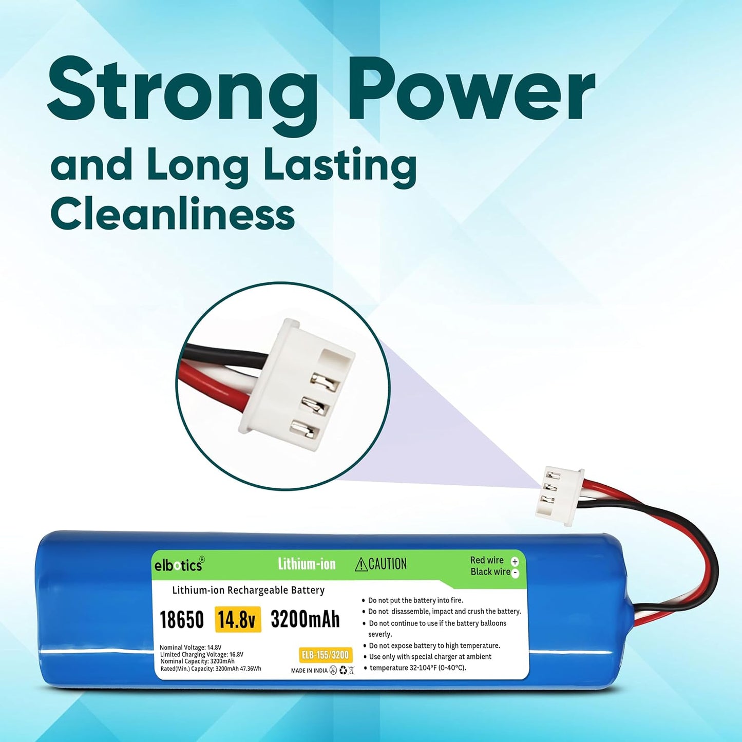 ELBOTICS 14.8V 3200mAh Li-ion Replacement Battery for Ecovacs Deebot N8, N8 Pro, Ozmo 900, 901, 905, 920, 930 & 937