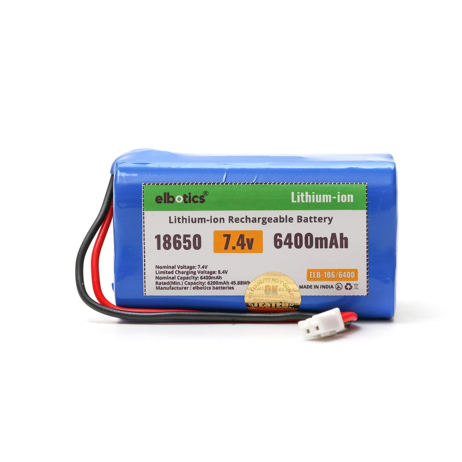 ELBOTICS 7.4V 6400mAh Li-ion Rechargeable Battery Pack with JST XH2.54 2-Pin Connector for RC Cars, RC Boats, RC Helicopters, Toys & Electronics