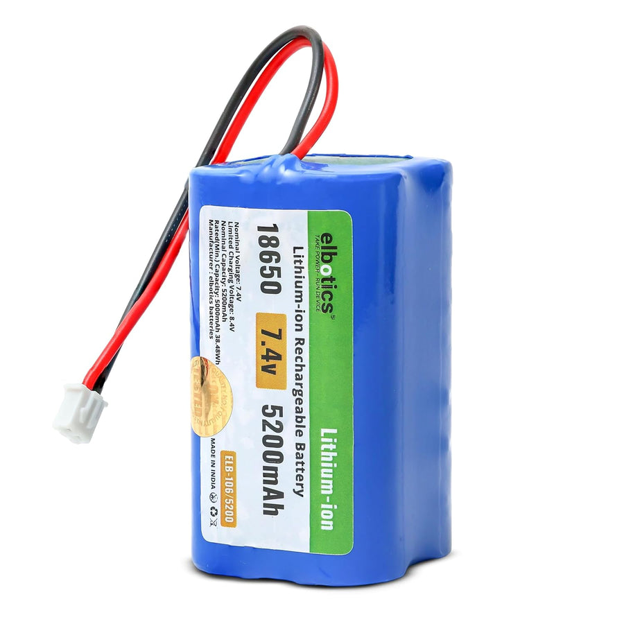ELBOTICS 7.4V 5200mAh Li-ion Rechargeable Battery Pack with JST XH2.54 2-Pin Connector for RC Cars, RC Boats, RC Helicopters, Toys & Electronics