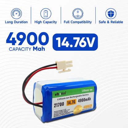 14.76V 4900mAh Lithium-ion Replacement Battery for A20, Pro T20s & T20s Pro Vacuum Cleaner High Capacity Durable Rechargeable