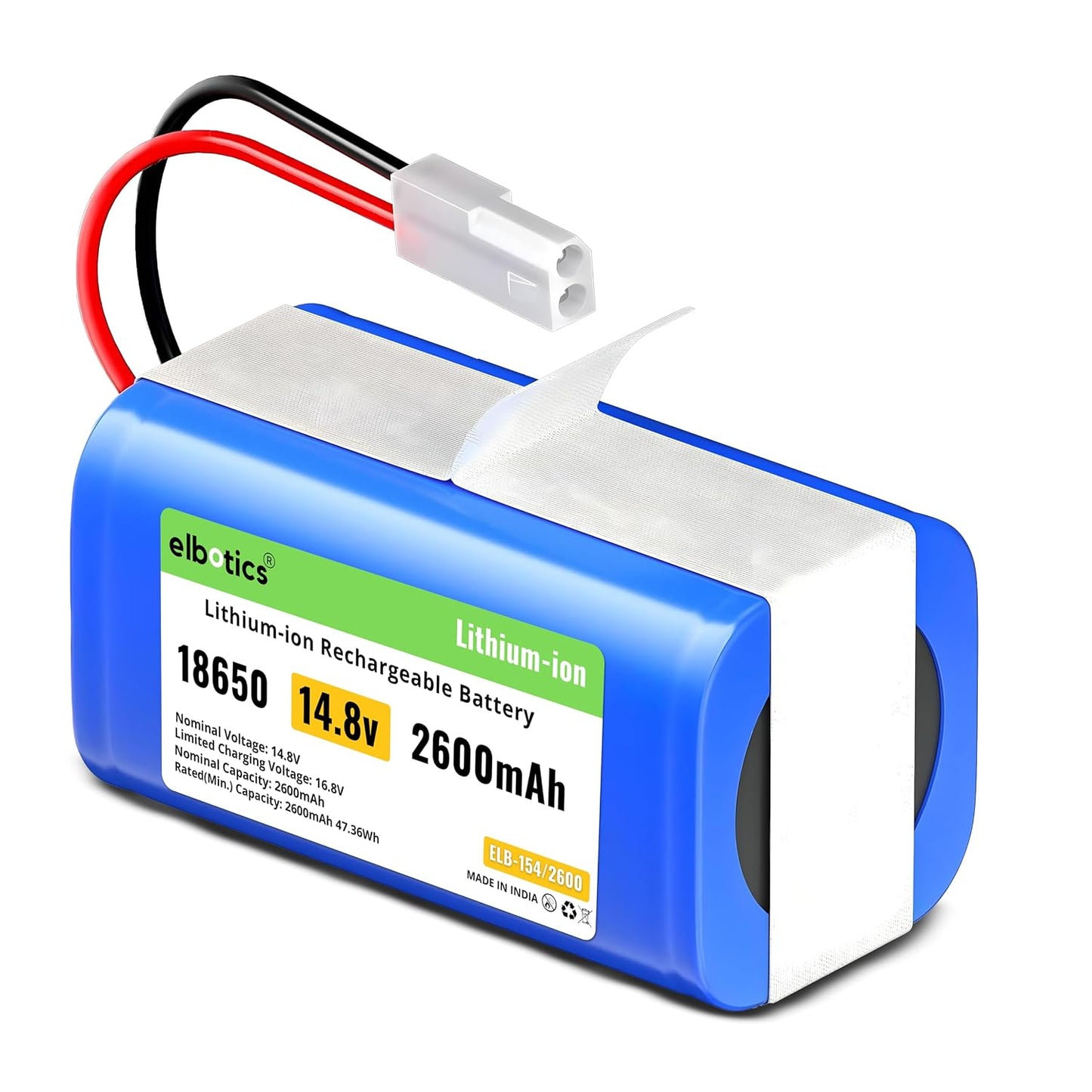 ELBOTICS 14.8V 2600mAh Li-ion Replacement Battery for Xiaomi Mijia G1 Mi Robot Vacuum Mop Essential, Panasonic, Phicomm, Puppyoo & Flyco