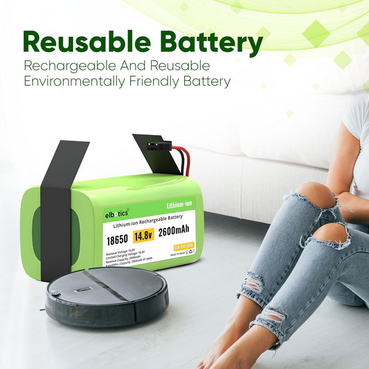 ELBOTICS 14.8V 2600mAh Li-ion Replacement Battery for Eufy RoboVac, Ecovacs Deebot, Coredy, Amarey & Goovi Robot Vacuum Cleaners