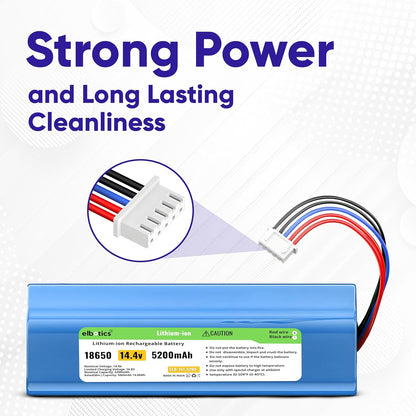 ELBOTICS 14.4V 5200mAh 74.88Wh Li-ion Replacement Battery Compatible with ECOVACS Deebot T5 T8 T9 T10 T20 Ozmo 950 X1 Omni & Yeedi Vac Robot Vacuum