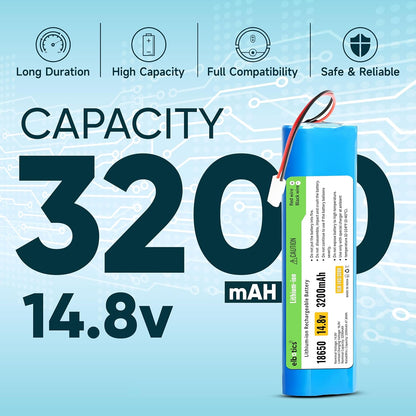 ELBOTICS 14.4V 3200mAh 47.36Wh Li-ion Replacement Battery Compatible with Milagrow i Map 9 Qihoo 360 S6, 360 S8 & 360 S8 Plus Robot Vacuum and Mop Cleaner